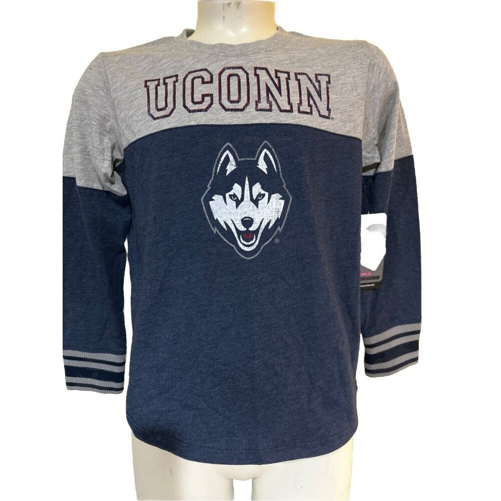 NEW Connecticut UConn Huskies Colosseum Athletics Navy Long Sleeve Shirt Girls M